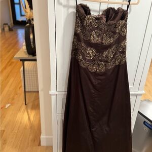 Elegant Brown Strapless Dress
